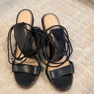 Elegant Black Women's Ankle Wrap heels